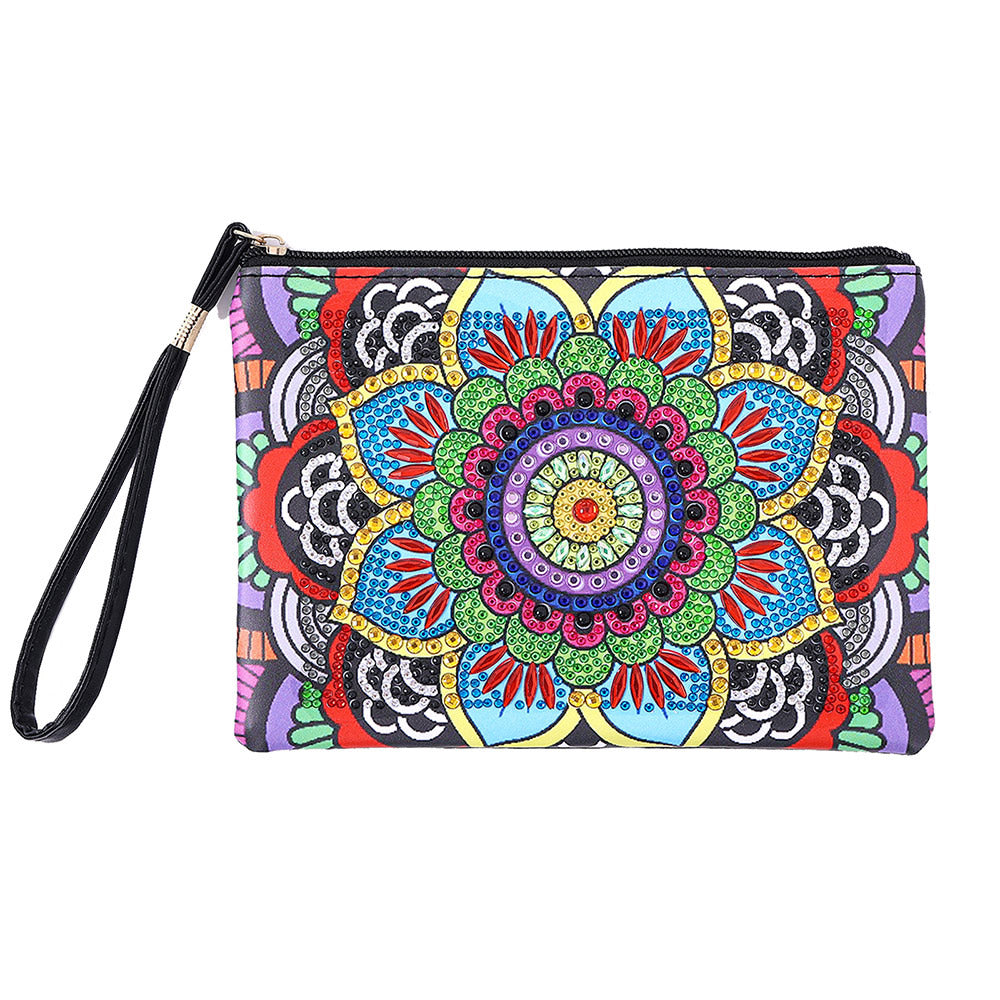 Colorful Lotus Mandala Diamond Painting Wrist Bag