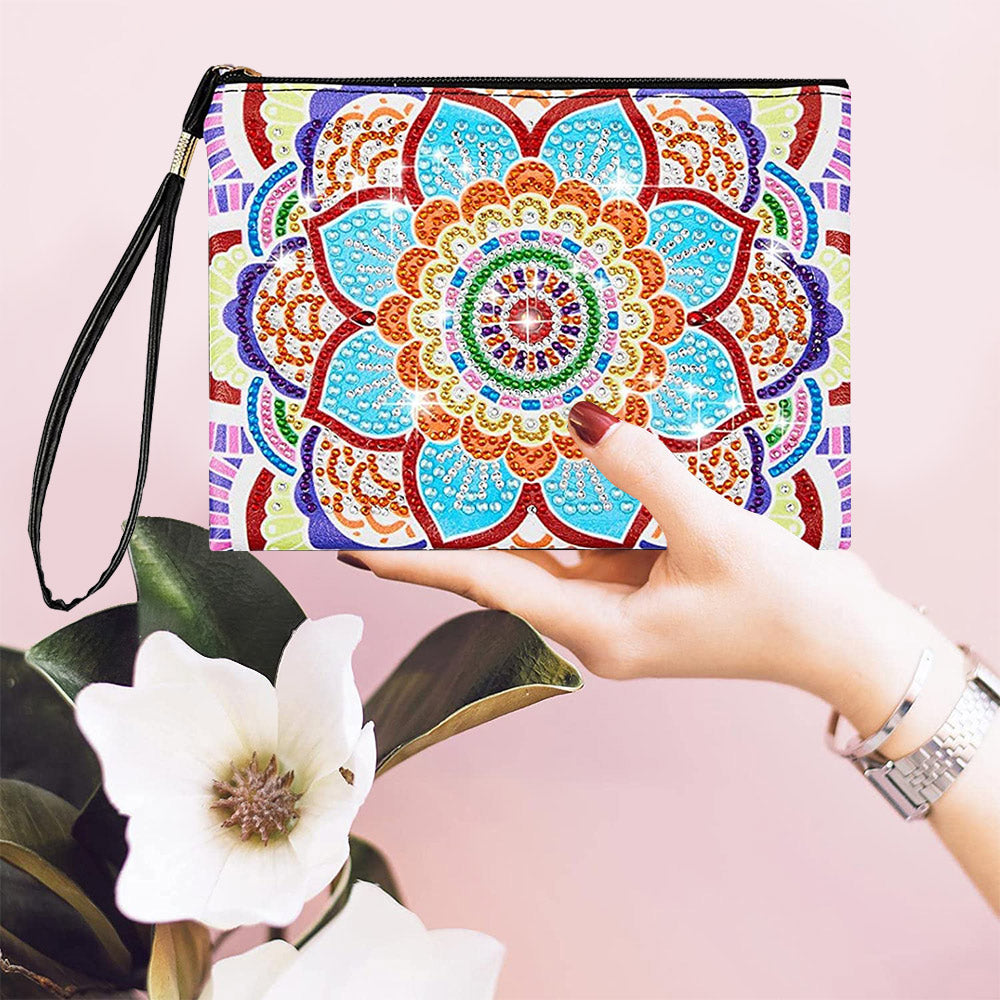 Colorful Multipetaled Mandala Diamond Painting Wrist Bag