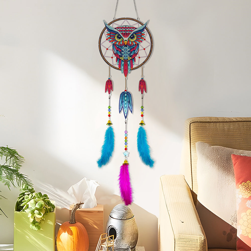 Colorful Owl Dreamcatcher 2D Flat Hanging Diamond Painting Kits