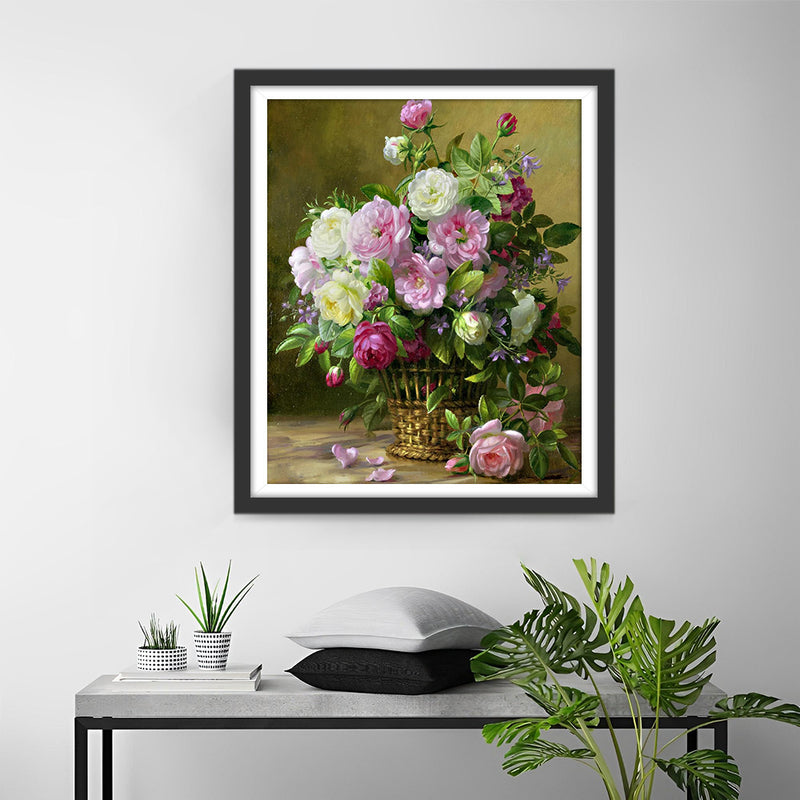 Colorful Roses in a Basket Diamond Painting