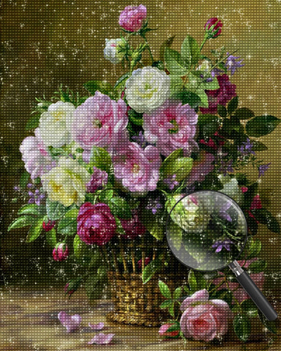 Colorful Roses in a Basket Diamond Painting