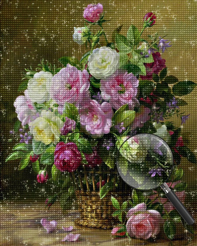 Colorful Roses in a Basket Diamond Painting