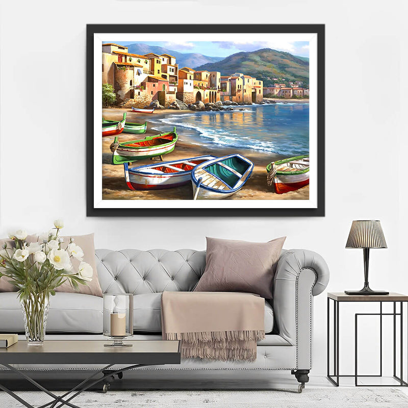 Colorful Sea Boats Diamond Painting 