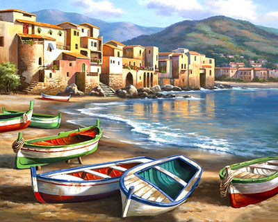 Colorful Sea Boats Diamond Painting 