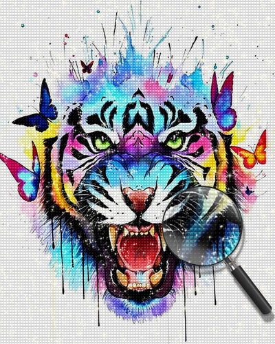 Colorful Tiger and Butterflies Diamond Painting