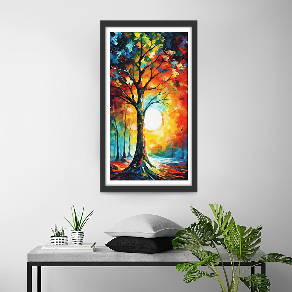 Colorful Tree and Sun Diamond Painting