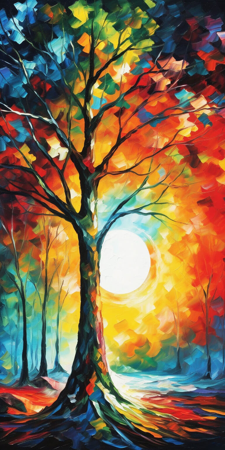 Colorful Tree and Sun Diamond Painting