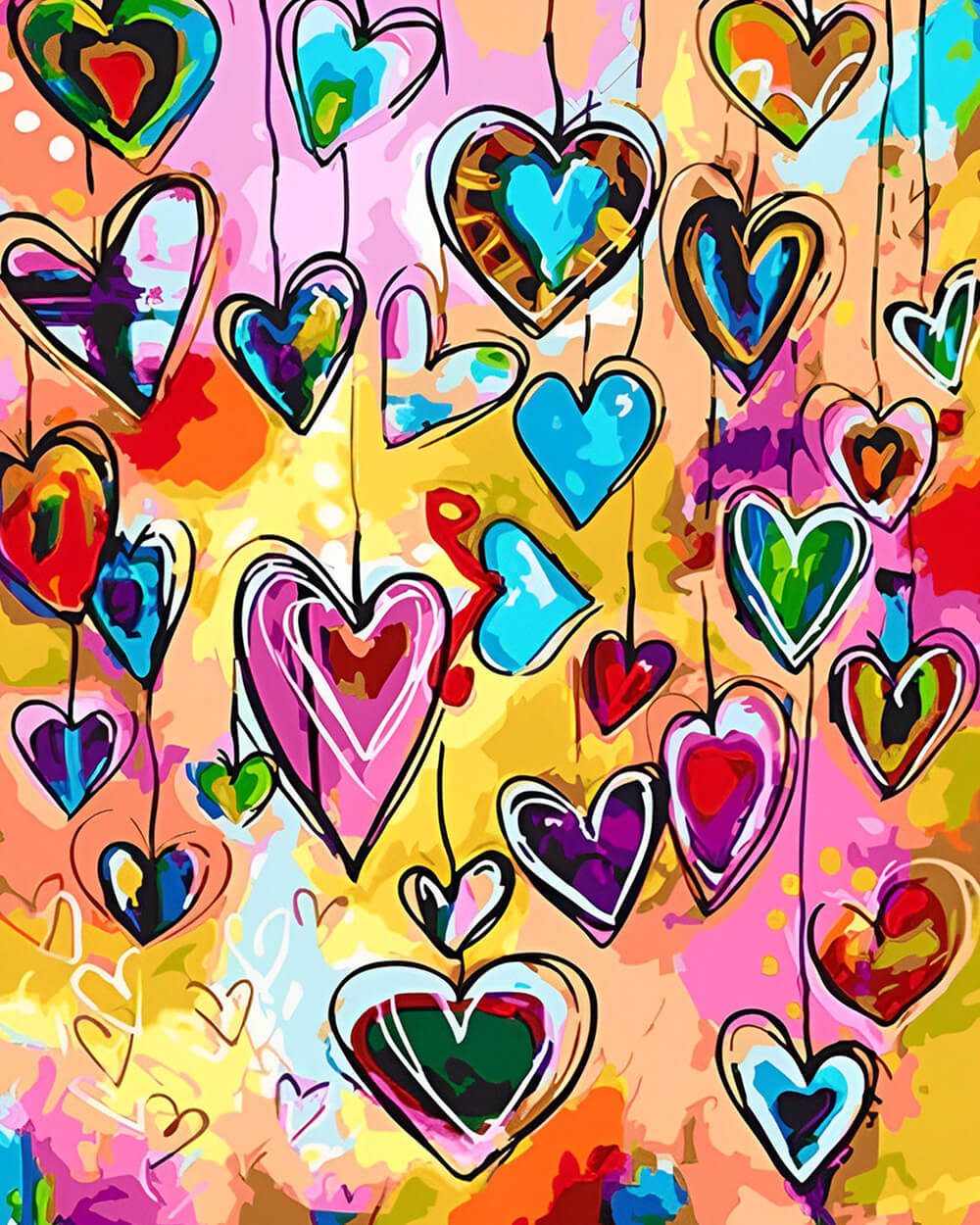 Colourful Heart Shaped Decorations Diamond Painting