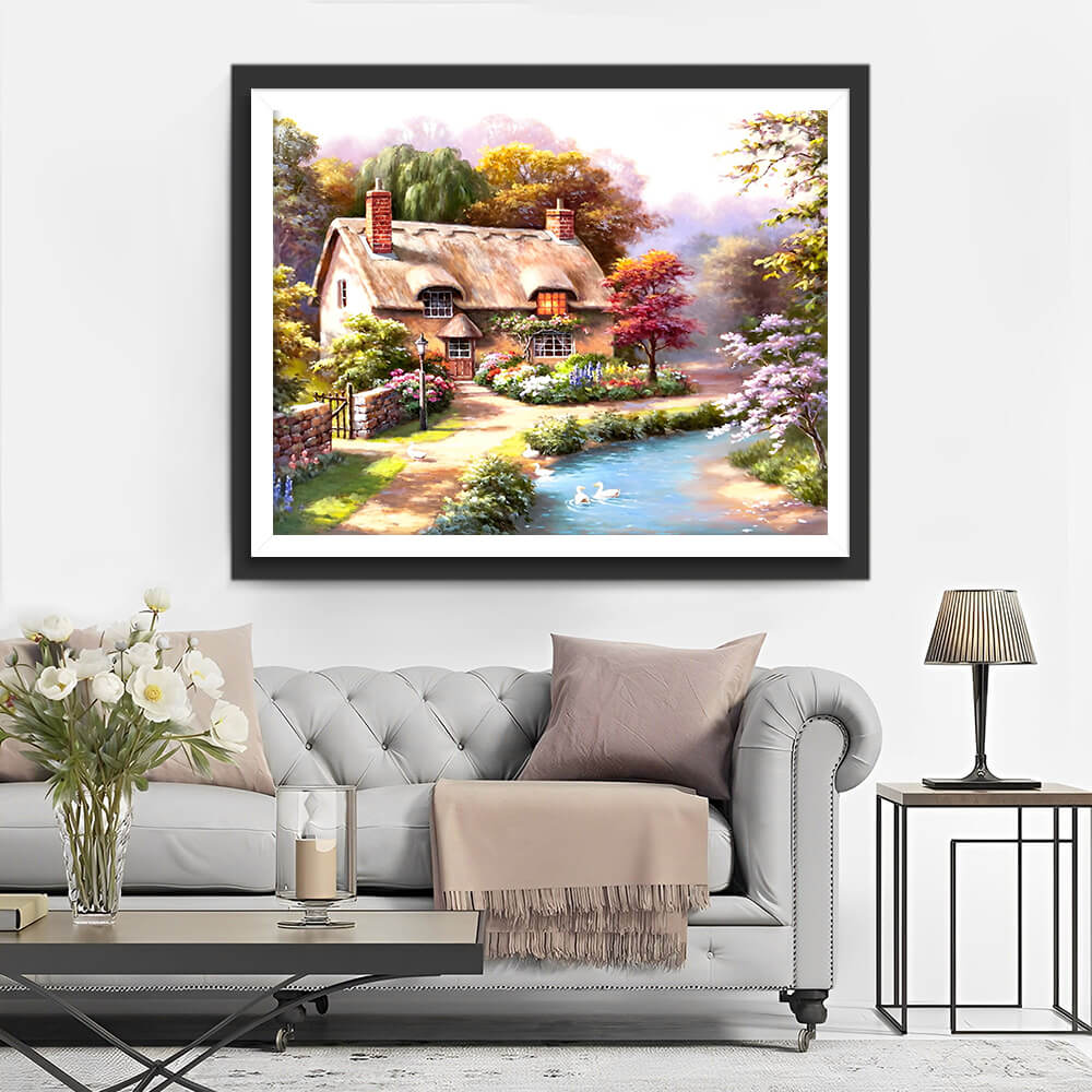 Cottage by the River Diamond Painting