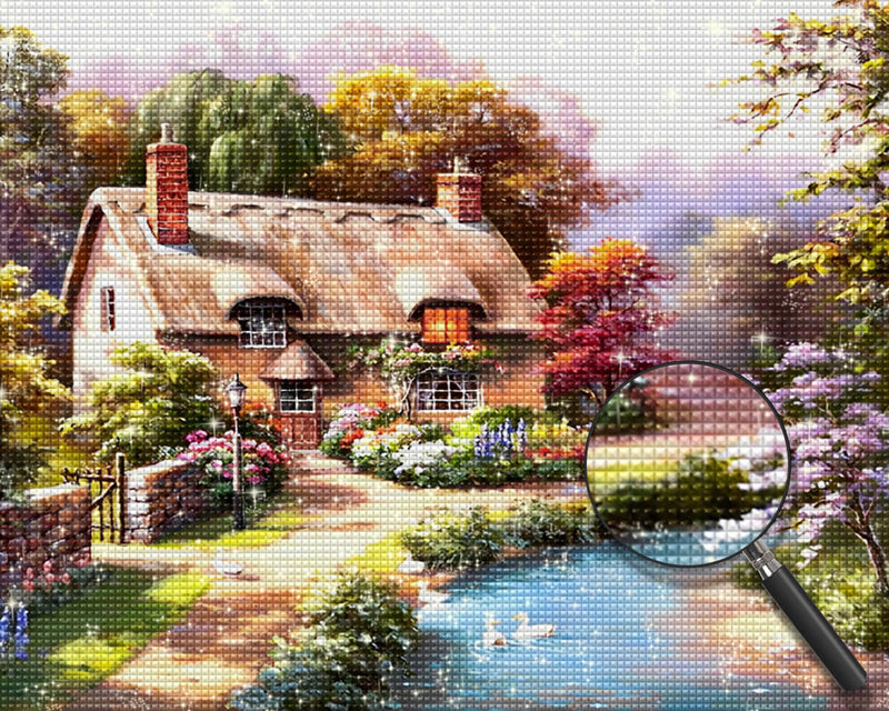 Cottage by the River Diamond Painting