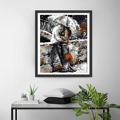 Couple Holding an Umbrella Diamond Painting