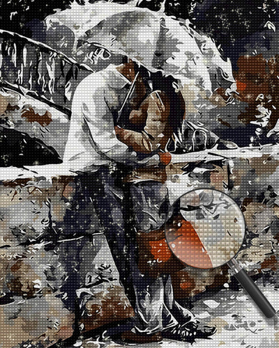 Couple Holding an Umbrella Diamond Painting