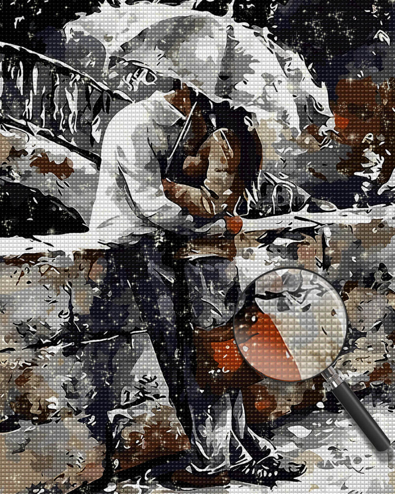 Couple Holding an Umbrella Diamond Painting