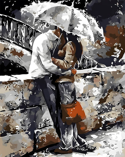 Couple Holding an Umbrella Diamond Painting