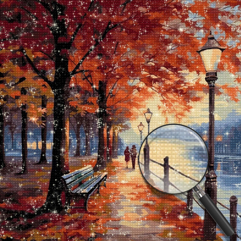 Couple under Red Maple Tree Diamond Painting