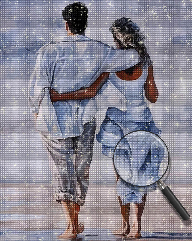 Couple Walking on the Beach Diamond Painting