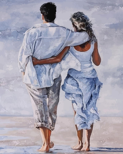 Couple Walking on the Beach Diamond Painting