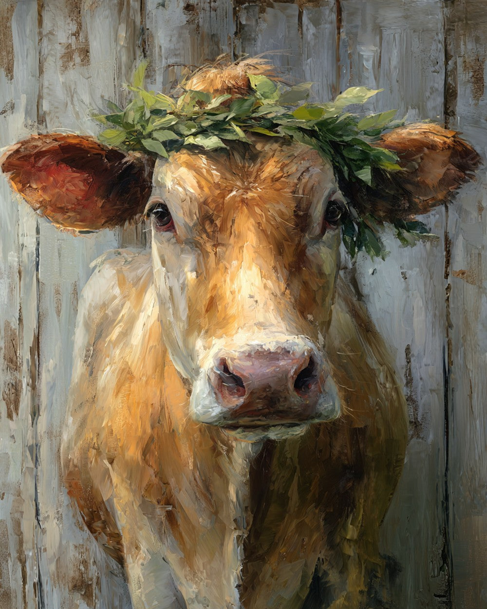 Cow in front of Wooden Board Diamond Painting
