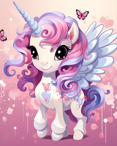 Cute Cartoon Unicorn with Wings Diamond Painting