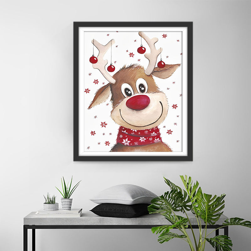 Cute Christmas Elk Diamond Painting