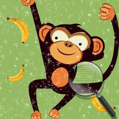 Cute Monkey and Bananas Diamond Painting