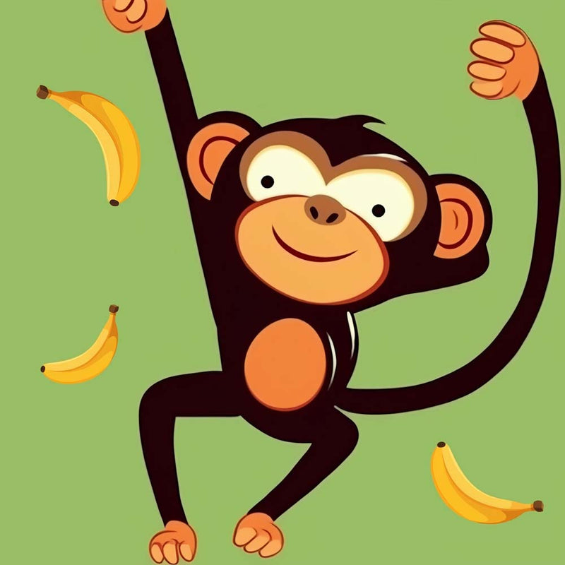 Cute Monkey and Bananas Diamond Painting