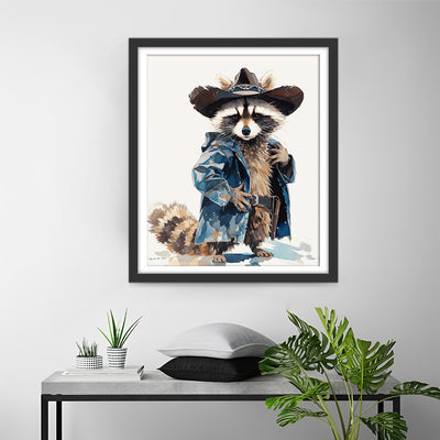 Cute Raccoon with Hat Diamond Painting