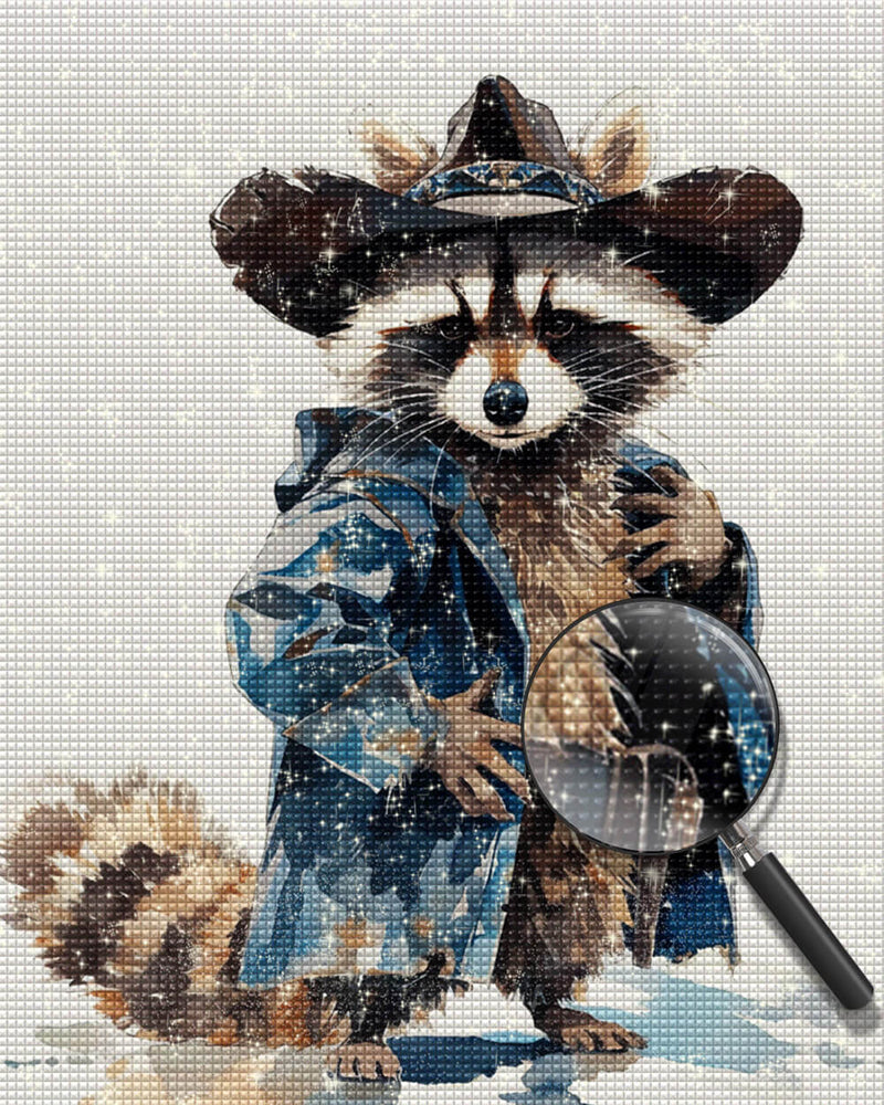 Cute Raccoon with Hat Diamond Painting
