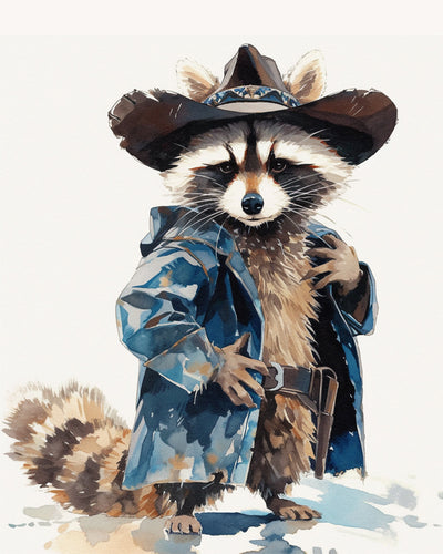 Cute Raccoon with Hat Diamond Painting