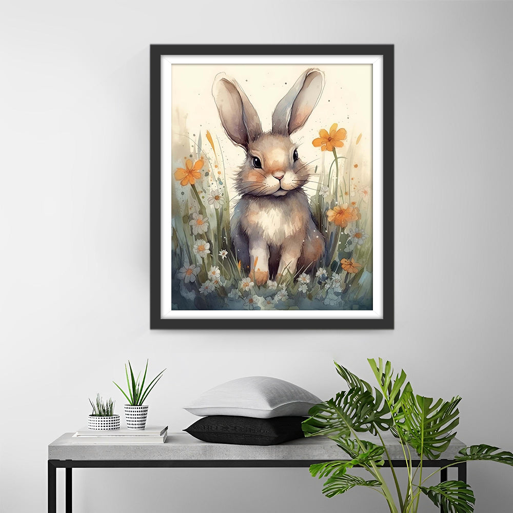 Cute Watercolor Rabbit Diamond Painting