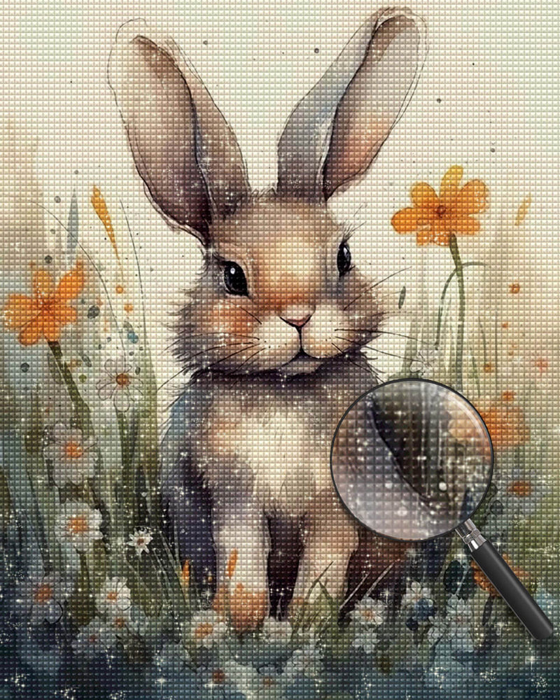 Cute Watercolor Rabbit Diamond Painting