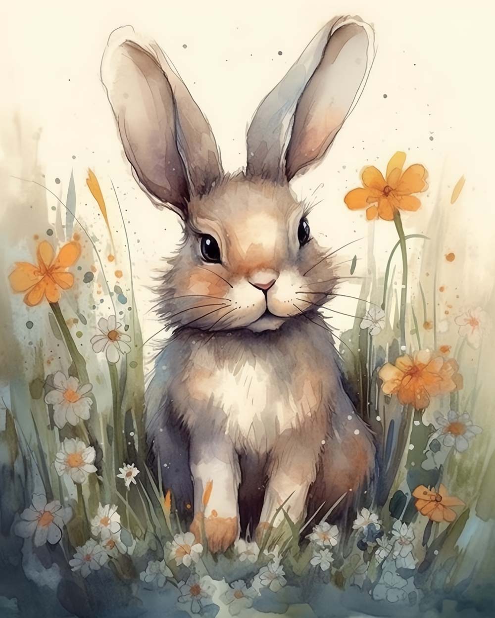 Cute Watercolor Rabbit Diamond Painting