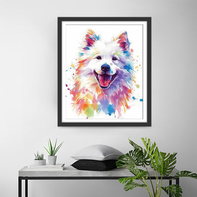 Cute Watercolor Samoyed Diamond Painting