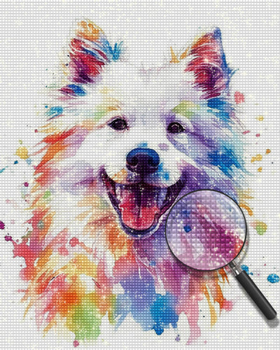 Cute Watercolor Samoyed Diamond Painting