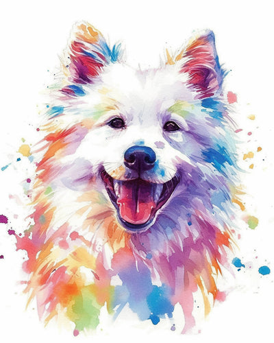 Cute Watercolor Samoyed Diamond Painting