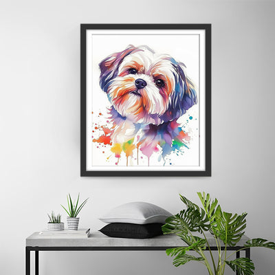 Cute Watercolor Shih Tzu Diamond Painting