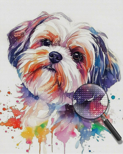 Cute Watercolor Shih Tzu Diamond Painting