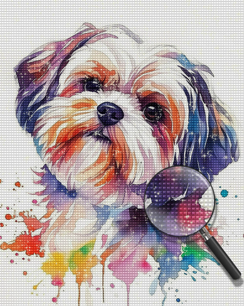 Cute Watercolor Shih Tzu Diamond Painting