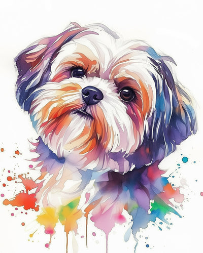Cute Watercolor Shih Tzu Diamond Painting