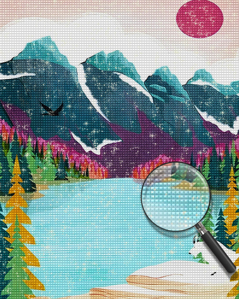 Cyan Mountains Diamond Painting