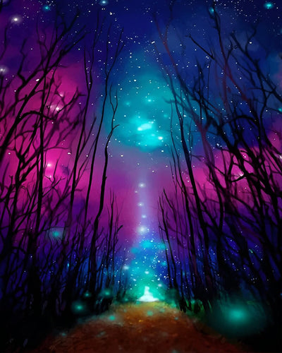 Dead Forest under the Aurora Diamond Painting