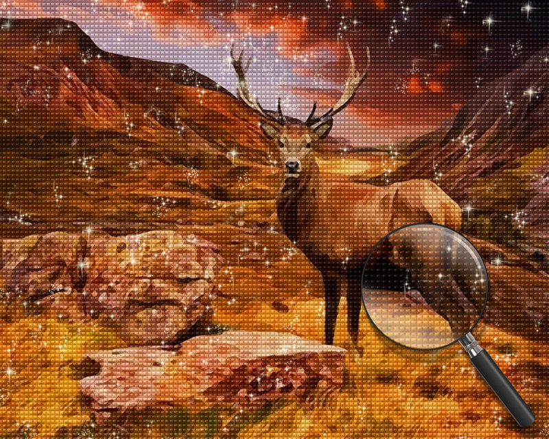 Deer among Mountains Diamond Painting