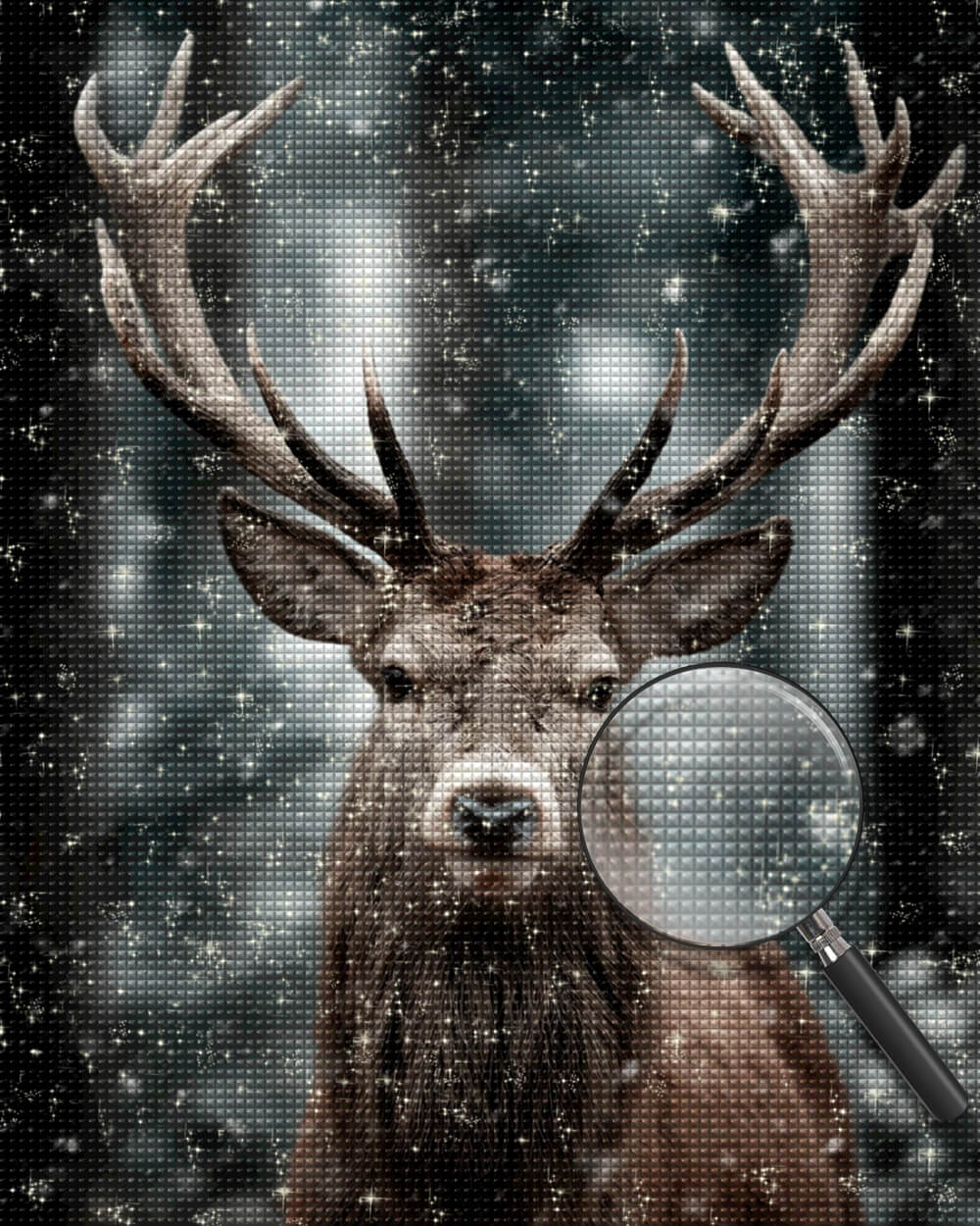 Deer in the Flying Snow Diamond Painting
