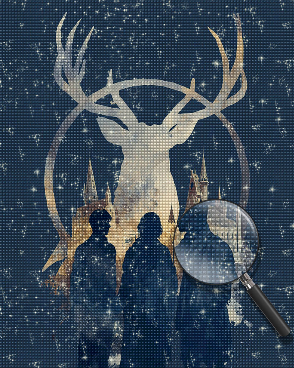 Deer-Themed Castle and People Diamond Painting