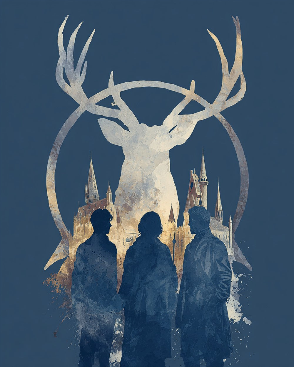 Deer-Themed Castle and People Diamond Painting