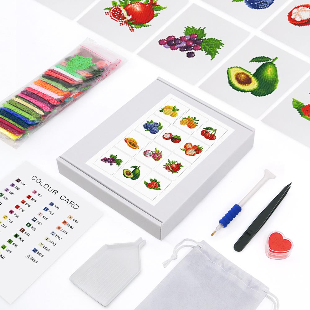 Delicious Fruits 12Pcs - Mini Diamond Painting Kit