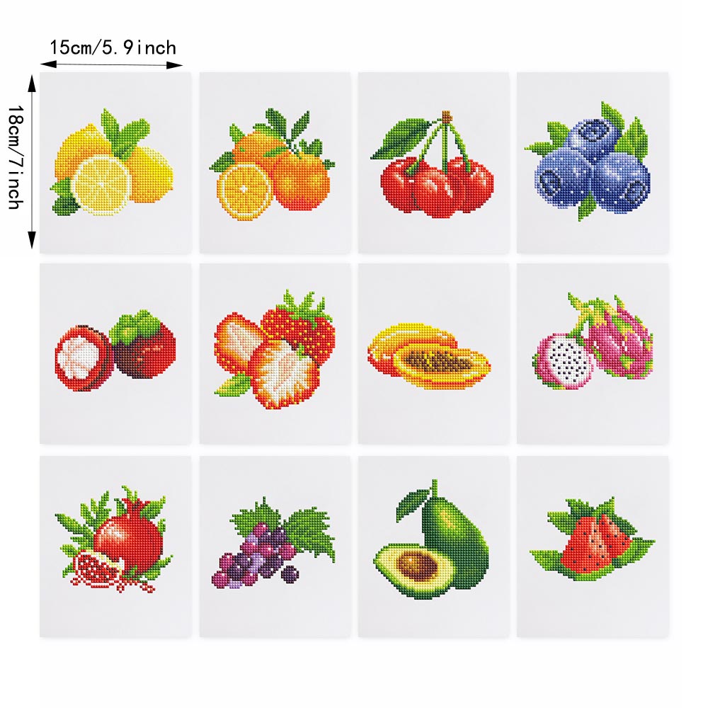 Delicious Fruits 12Pcs - Mini Diamond Painting Kit