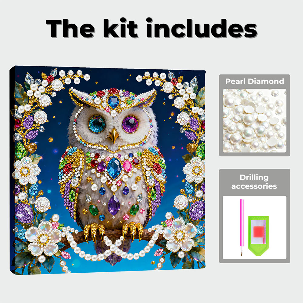 Diamond Painting | Pearl Painting | A Magnificent, Colorful Owl