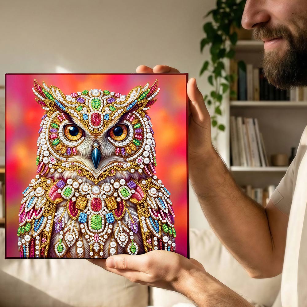 Diamond Painting | Pearl Painting | An Owl Studded with Jewels
