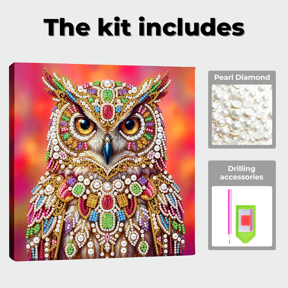 Diamond Painting | Pearl Painting | An Owl Studded with Jewels